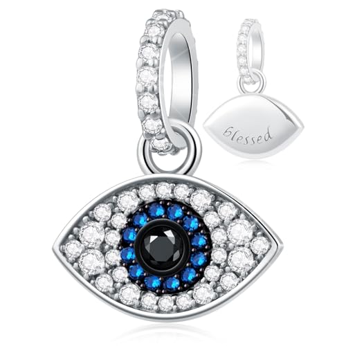 Böses Auge Charms Pendant passen Pandora Muttertag Armband Halskette, 925 Sterling Silber Funkelnder Türkisches Blau auge Charm Anhänger mit gesegnet, Glücklich Geschenke für Familie/Freunde/Paare von GLOWDAS