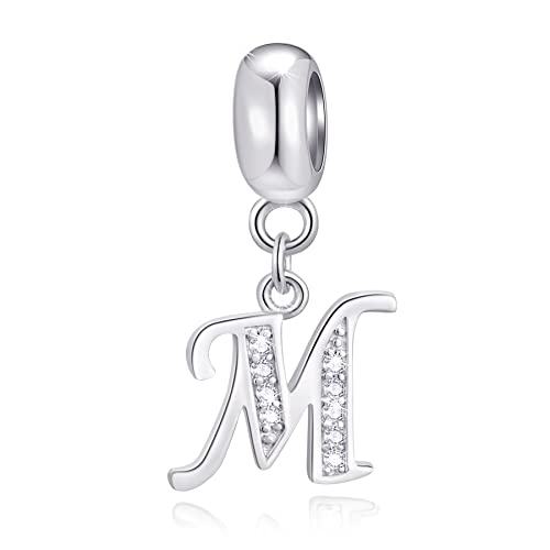 Buchstabe M Charms Initials M Alphabet Anhänger Perlen, 925 Sterling Silber Letra Charm Pendant mit klaren CZ, passen Pandora Mein erster Muttertag Armband/Halskette, Geschenke für Mama/Mom/Mutter Buchstabe M Charms Initials M Alphabet Anhänger Perlen, 925 Sterling Silber Letra Charm Pendant mit klaren CZ, passen Pandora Mein erster Muttertag Armband/Halskette, Geschenke für Mama/Mom/Mutter von GLOWDAS