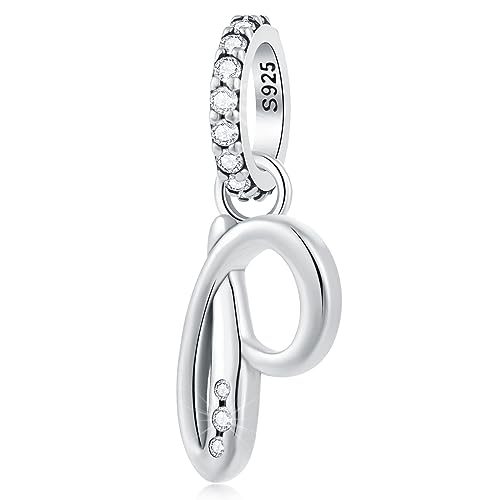 Buchstabe P Charms Alphabet Anhänger, 925 Sterling Silber Initial p Dangle CZ Perle passen Pandora Customized Name Armreif mit Letra, Geschenke für Papa/Prinzessin/Partei von GLOWDAS