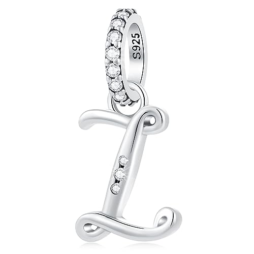 Buchstabe Z Charms Alphabet Anhänger, 925 Sterling Silber Initial z Dangle CZ Perle passen Pandora Style Cubic Zirkonia Armband con Letra, Geschenke für Großmutter/Stiefschwester/Madrina von GLOWDAS