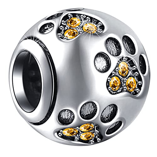 November Geburtsstein Katze/Hund Pfote Druck Charms, 925 Sterling Silber Herz Dog Paw Print Perlen mit Geburt Stein Kristalle wie Fußball, Geschenke für Pandora Geburtstag Armband/Halloween November Geburtsstein Katze/Hund Pfote Druck Charms, 925 Sterling Silber Herz Dog Paw Print Perlen mit Geburt Stein Kristalle wie Fußball, Geschenke für Pandora Geburtstag Armband/Halloween von GLOWDAS