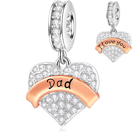 Papa Chams passt Pandora Vatertag Armband, 925 Sterling Silber Ich liebe dich Dad Anhänger Pave Klar CZ Herz Daddy Perlen, Geschenke für Dada/Tochter/Daddy 's Mädchen/Schwiegervater Papa Chams passt Pandora Vatertag Armband, 925 Sterling Silber Ich liebe dich Dad Anhänger Pave Klar CZ Herz Daddy Perlen, Geschenke für Dada/Tochter/Daddy 's Mädchen/Schwiegervater von GLOWDAS