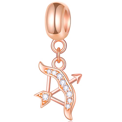 Schütze Sternzeichen Charms passt Pandora DIY Armband – Rose Gold 925 Sterling Silber Halskette Anhänger, 12 Horoskop Dangle CZ Geburtstag Perlen, Geschenke für Godma/Thanksgiving Tag von GLOWDAS