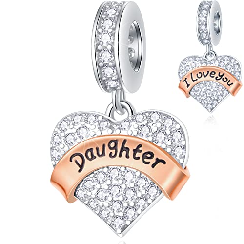 Tochter Herz Dangle Charms passt Pandora Papas Mädchen Armband, ich liebe dich Enkelin Anhänger, 925 Sterling Silber Pave Clear CZ Daughter Perlen, Geschenk für Granddaughter/Tochter im Gesetz Tochter Herz Dangle Charms passt Pandora Papas Mädchen Armband, ich liebe dich Enkelin Anhänger, 925 Sterling Silber Pave Clear CZ Daughter Perlen, Geschenk für Granddaughter/Tochter im Gesetz von GLOWDAS