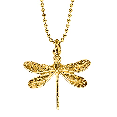 GLOWYBOX Goldkette Kette gold Libelle 45 cm 14ct GOLD plattiert mit filigraner Libelle im Artdéco Design Geschenk Schmuck Damen Goldkette mit Anhänger Schmuckgeschenk Teenager artdeco 45 von GLOWYBOX