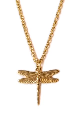 GLOWYBOX Schmuck Libelle lange Kette 85cm 14ct GOLD plattiert, mit filigraner Libelle Länge 1,5 cm Libelle gold in naturalistischem Design Geschenk für Frauen, Damen, Mädchen von GLOWYBOX