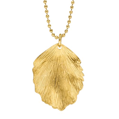 GLOWYBOX elegante Trend Kette mit Blatt Anhänger mit 14k GOLD plattiert Ginkgo Gingko mit Sicherheitsverschluss Ohrschmuck Geschenkidee für Frauen, Damen und Mädchen (45, Blatt klein) von GLOWYBOX
