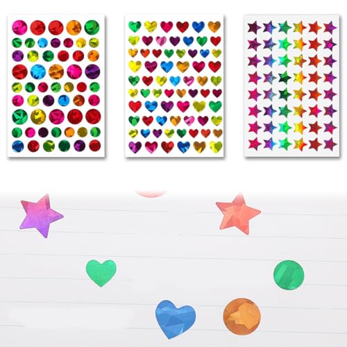 GLPRKOW 1710 Stück Glitzer Aufkleber für Kinder Herz Sterne Rund Selbstklebend Sticker für Valentinstag Ostern Hochzeit Gästebuch Geschenkbeutel DIY Handwerk Scrapbooking Umschlagsiegel Dekoration von GLPRKOW