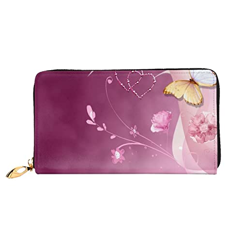 Art Planet World Damen-Geldbörse, Kunstleder, Reißverschluss, Clutch, Handgelenk, lange Geldbörse für Damen, Schöner Liebes-Schmetterling, Einheitsgröße von GLRTORE