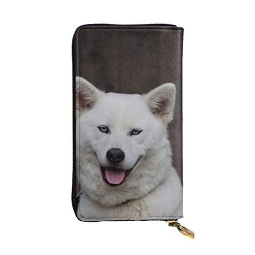 Damen-Geldbörse mit weihnachtlichem Hirsch, Kunstleder, mit Reißverschluss, Clutch, lange Geldbörse für Damen, Blue Eyed White Dog, Einheitsgröße von GLRTORE