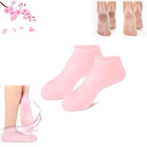 Damen Silikonsocken, Moisturizing Foot Mask Exfoliating Silicone Socks Beach Protective Socks, Women Foot Spa Pedicure Silicone Socks, Silicone Moisturizing Socks (one size,1pair-B) von GLSAYZU