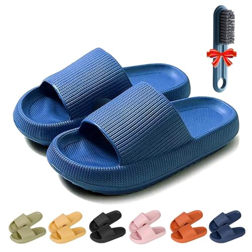 GLSAYZU Pummy Original Damen Cozy Slides, Wolken Original Weich Rutschfest Dicke Sohle Badeschuhe Damen Herren (Dark Blue, Erwachsene, Damen, 38, Numerisch (von/bis), EU Schuhgrößensystem, 39, M) von GLSAYZU