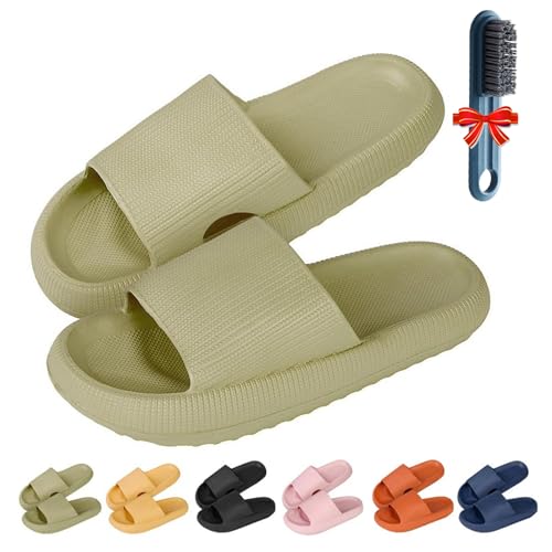 GLSAYZU Pummy Original Damen Cozy Slides,Wolken Original Weich Rutschfest Dicke Sohle Badeschuhe Damen Herren (Green, Erwachsene, Damen, 40, Numerisch (von/bis), EU Schuhgrößensystem, 41, M) von GLSAYZU