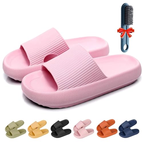 GLSAYZU Pummy Original Damen Cozy Slides, Wolken Original Weich Rutschfest Dicke Sohle Badeschuhe Damen Herren (Pink, Erwachsene, Damen, 34, Numerisch (von/bis), EU Schuhgrößensystem, 35, M) von GLSAYZU