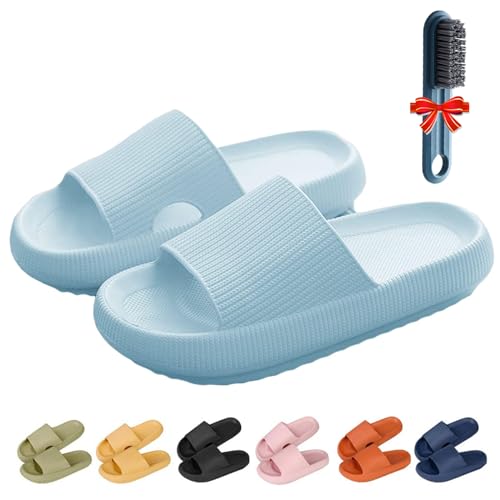 GLSAYZU Pummy Original Damen Cozy Slides, Wolken Original Weich Rutschfest Dicke Sohle Badeschuhe Damen Herren (Sky Blue, Erwachsene, Damen, 34, Numerisch (von/bis), EU Schuhgrößensystem, 35, M) von GLSAYZU