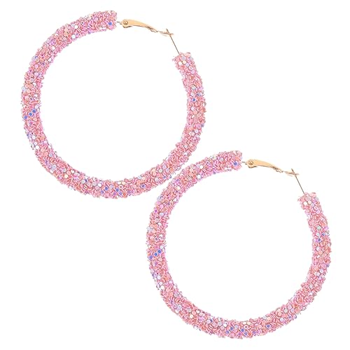 GLSTOY Große Runde Creolen für Damen Glänzende Hoop Ohrringe Leichte Pailletten Ohrhänger Modischer Schmuck für Festivals und Alltag Handgefertigt Elegantes Design von GLSTOY