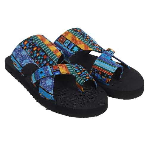 GLSTOY 1 Paar Sandalen Im Boho-stil Mit Dicker Sohle Für Damen, Ethnisches Design, Slip-on-strandschuhe, Leicht Und Für Die Freizeit von GLSTOY