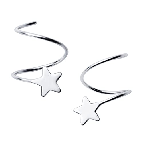 GLSTOY 1 Paar Silber Sternen Ohrstecker Hypoallergene Ohrringe für Mädchen Wellenförmige Five Point Sterne für Besondere Anlässe und Alltag von GLSTOY