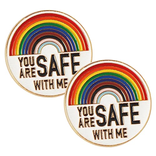 GLSTOY 1 Satz Emaille Pins Regenbogen Muster Anstecknadel Broschen Für Frauen Pride Brosche Mit You Are Safe With Me Design Accessoire Für Kleidung Und Taschen 2 Stück von GLSTOY