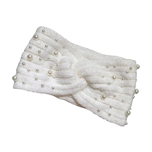 GLSTOY Geflochtenes Haarband Für Damen Winter Stirnband Mit Perlen Gestricktes Wrap Geflochtenes Wrap Damen Für Verschiedene Anlässe von GLSTOY