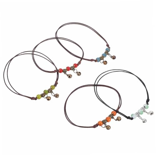 GLSTOY 10 Stück Boho Fußkettchen Verstellbare Handgefertigte Porzellanperlen Fußkettchen für Frauen Mädchen Bunte Geflochtene Ethno Schmuck Sommer Strand Accessoire von GLSTOY