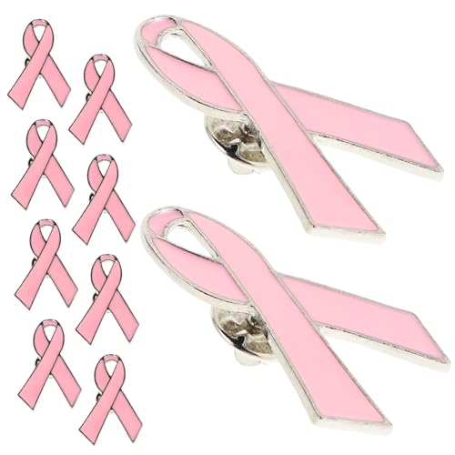 GLSTOY 10 Stück Teiliges Ribbon Broschen aus Langlebiger Legierung Fein Verarbeitetes Brustkrebs bewusstseins abzeichen für Frauen Modische Anstecknadeln zur Gesundheitsförderung und von GLSTOY