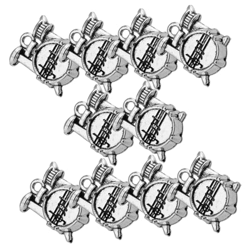 GLSTOY 10 Stück Teiliges Trommel Anhänger Metall für DIY Schmuckherstellung Vintage Silber Charms für Armbänder Halsketten und Schlüsselanhänger für Kreative Handwerksprojekte von GLSTOY