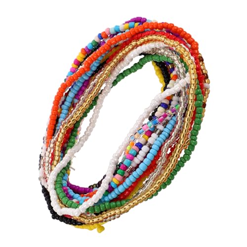 GLSTOY 17stücke Perlenfußkettchen Für Damen Boho-perlenarmband Elastisches Perlenfußkettchen Handgefertigtes Fußkettchen Mit Glasperlen Für Frauen Und Mädchen Mehrfarbiger Schmuck von GLSTOY