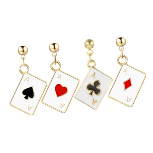 GLSTOY 2 Paare Poker Ohrstecker Damen Teiliges Kreatives Kartendesign Leicht zu Tragen Modischer Schmuck für Alltag und Geeignet von GLSTOY