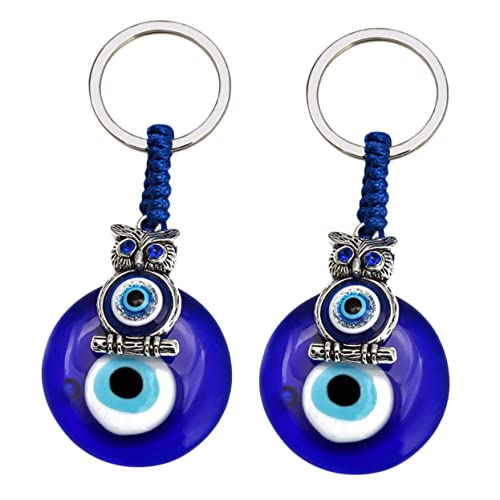 GLSTOY Charm Schlüsselanhänger Eulen-Design Und Böser Blick Mode Metall Schlüsselanhänger Hängendes Ornament von GLSTOY