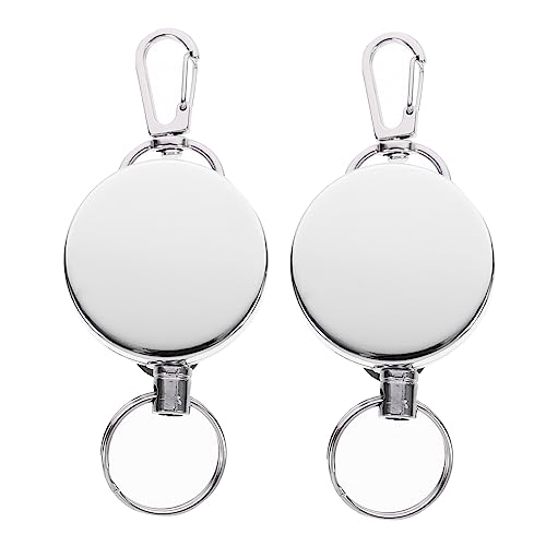 GLSTOY 2stücke Einziehbarer Schlüsselring Mit Schlüsselhalter Und Stahlseil Praktischer Ausweishalter Für Schlüssel Für Gürtel Taschen Und Rucksäcke von GLSTOY