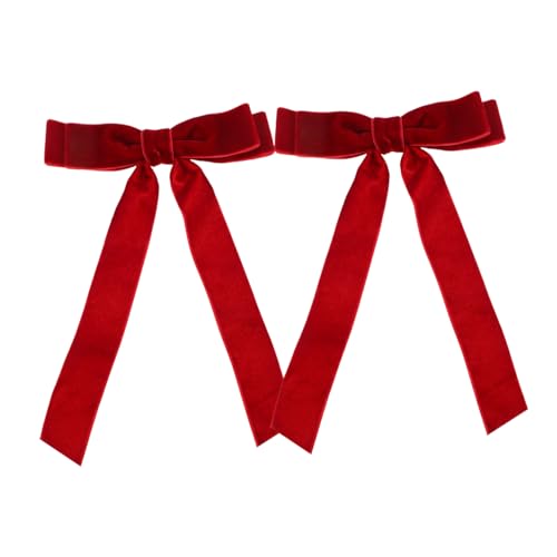 GLSTOY 2 Stück Beflockte Haarspange Mit Schleife Für Mädchen, Schleifen Für Das Haar, Lange Quasten Kieferklammern, Haarbandschleifen, Schleifenband Für Haarschleifen, Bänder Für Das von GLSTOY