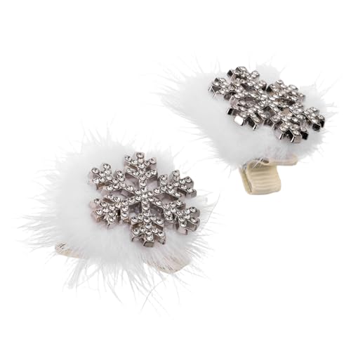 GLSTOY 2stücke Glitzernde Schneeflocken Haarklammern Aus Plüsch Funkelnde Strass-haarspangen Für Weihnachtsfeiern Feste Haarschmuck Für Damen Und Mädchen Elegante Haaraccessoires von GLSTOY