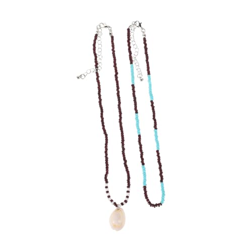 GLSTOY 2stücke Muschelkette Mit Perlen Strandinspirierter Damen-schmuck Urlaubskette Mit Muschelanhänger Verstellbare Halskette Für Damen Und Herren von GLSTOY