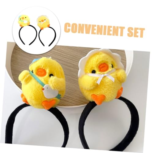GLSTOY 2 Stück Lustige Tierische Stirnbänder für Mädchen Kuschelige Plüsch Kükenhaarreifen Cartoon Kopfbedeckung für Geburtstags und Cosplay Events Auffälliges Haarschmuck Accessoire von GLSTOY