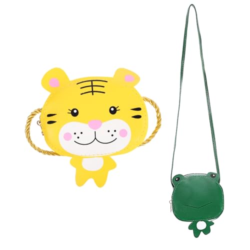 GLSTOY 2 Stück Mädchen Cartoon Umhängetaschen Frosch Tiger Geldbörse mit Reißverschluss PU für Niedliches Design Bequeme Schultergurte für Schlüssel und Kleingeld GLSTOY 2 Stück Mädchen Cartoon Umhängetaschen Frosch Tiger Geldbörse mit Reißverschluss PU für Niedliches Design Bequeme Schultergurte für Schlüssel und Kleingeld von GLSTOY