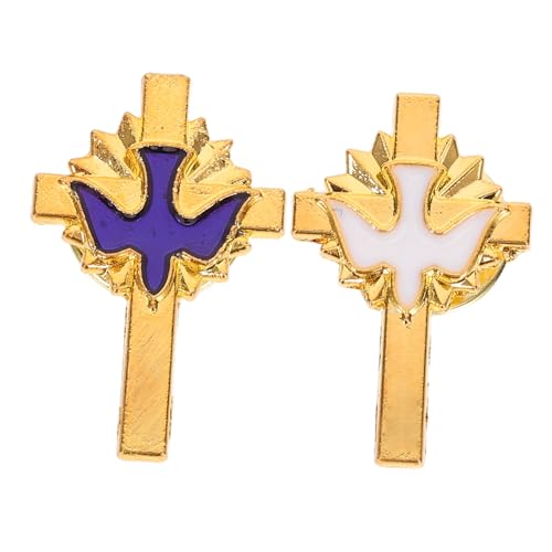 GLSTOY 2 Stück Religiöse Broschen aus Langlebiger Legierung mit Friedensdove und Kreuz Anstecknadeln für Frauen Geeignet als Tauf und Erstkommunion Schmuck Festliche Accessoires für von GLSTOY