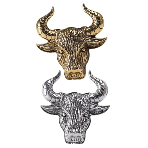 GLSTOY 2 Stück Rinderkopf Broschen aus Hochwertiger Legierung Vintage Retro Brustnadeln Eleganter Schmuck für Damen und Mädchen Vielseitig Kombinierbar zu Kleidung und Accessoires von GLSTOY