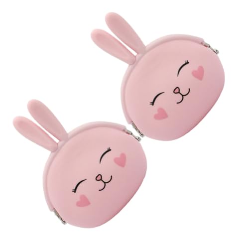 GLSTOY 2stücke Rosageldbörsekleinesportemonnaiemünzbörsewechseltaschekleinesschlüsseltäschchengeldbeutelsilikonschnallehäschentragbarerschlüsselbeutelminimalistischesdesignidealfürschulea von GLSTOY