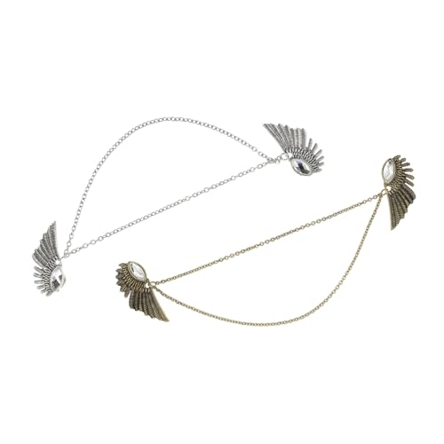 GLSTOY 2 Stück Teiliges Angel Wing Kragenspangen Antik Silber und Antik Bronze Pullover Clips für Strickjacken Schals Kleider und Hemdkragen Kleidung Clips für Damen und Herren von GLSTOY