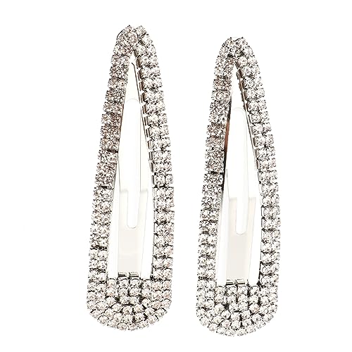 GLSTOY 2 Stück Teiliges Strass Haarklammern Groß mit Funkelnden Kristallen Leichter Metall Snap Clip Haarschmuck für Damen Eleganter Haaraccessoire für Hochzeit Party und Alltag von GLSTOY