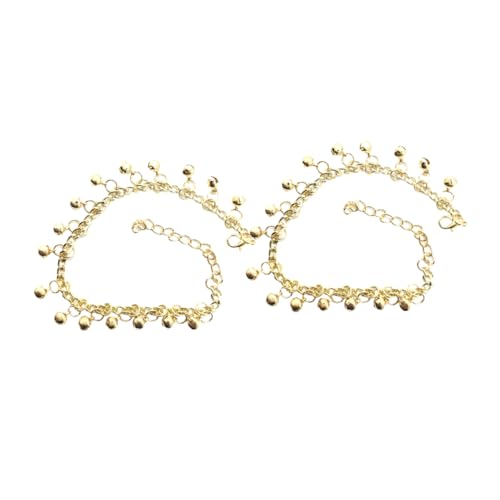 GLSTOY 2 Stück Verstellbare Damen Fußkettchen mit Zarten Glocken aus Robustem Modischer Sommersschmuck für Strand und Alltag Stilvolles Knöchelarmband für Frauen und Mädchen von GLSTOY