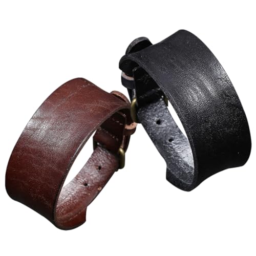 GLSTOY 2 Stück Vintage Herren Lederarmband Verstellbares Hautfreundliches Punk Wristband Schwarz und Braun Leichtes Retro Armband für Männer Geschenkidee für Familie und Freunde von GLSTOY