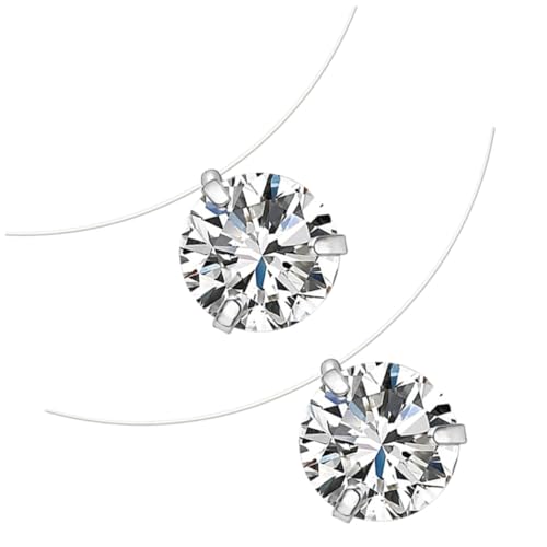 GLSTOY 2 Stück Zirkonia Anhänger Halskette Transparente Fischdraht Kette Modisch Schlicht Leicht Tragbar Schmuck für Damen Mädchen Alltag Party von GLSTOY