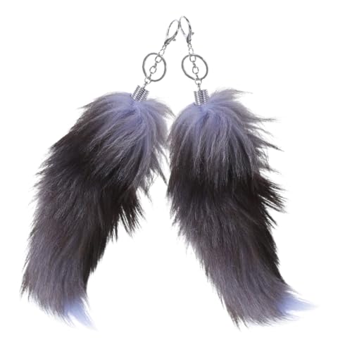 GLSTOY Schlüsseltasche 2st Schlüsselanhänger Strumpf Stuffer Leckereien Therianischer Schlüsselanhänger Für Männer Ringe Kostüm Gang Echter Fuchsschwanz Füller Kunstfuchsfell Black Autoschlüsseltasche von GLSTOY