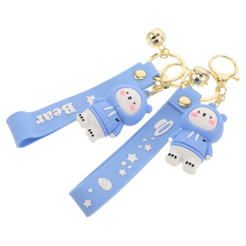 GLSTOY 2st Sweatshirt Bär Schlüsselanhänger Neuheit Schlüsselanhänger Mini-plüschtier Handgelenk-geldbörsen Auto Neuartiger Schlüsselanhänger Geldbörse Für Schlüssel Blue PVC-weichkleber von GLSTOY