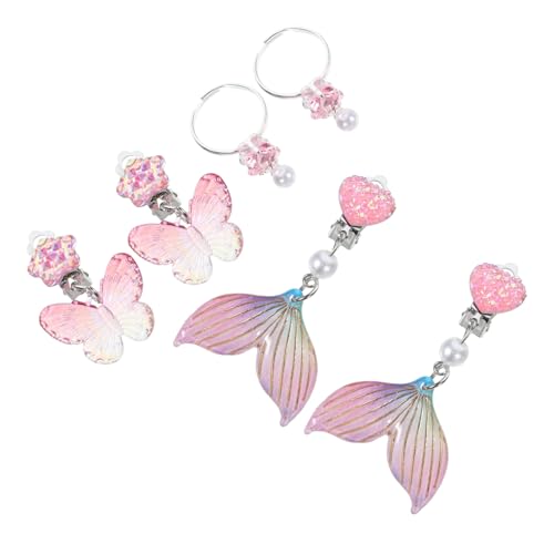 GLSTOY 3 Paare Mädchen Ohrclips ohne Ohrloch Cute Cartoon Ohrstecker Schmuck Leichte Clip Ohrringe für Party Favor in Buntem von GLSTOY