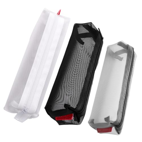 GLSTOY 3 Stück Teiliges Transparentes Federmäppchen mit Reißverschluss Großer Kapazität Stifttasche für Schüler und Büro Praktischer Stifte Organizer für Bleistifte Zufällige Farbe von GLSTOY