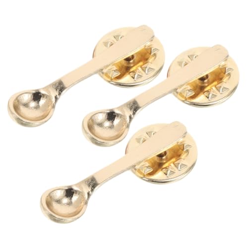 GLSTOY 3stücke Teiliges Kreative Kaffee Spoon Brosche Legierung Niedliche Anstecknadeln Für Und Mädchen Einzigartige Metallabzeichen Für Kleidung Und Taschen Lustige von GLSTOY