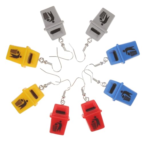 GLSTOY 4 Paare Lustige Ohrringe Mülltonnenform Bunte Baumelnde Dangle Drop Ohrringe Party Schmuck Gelb Rot Blau für Damen Mädchen von GLSTOY
